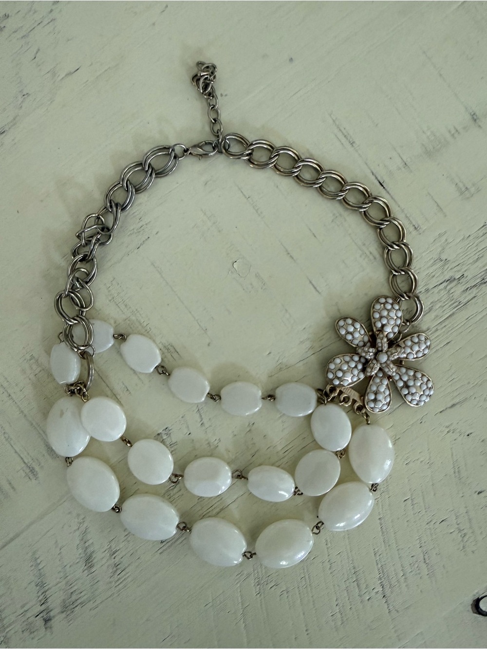 White Floral Statement Necklace - Women Jewelry